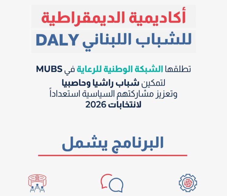 الشبكة الوطنية للرعاية (NWN) في جامعة MUBS تدعو الى تقديم طلبات المشاركة في أكاديمية الديمقراطية للشباب اللبناني (DALY)